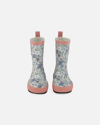 Deux Par Deux Girl's Rain Boots Baby Blue Printed Watercolor Flowers at Nordstrom, Size 9