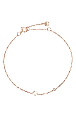 BYCHARI Initial & Diamond Bracelet in 14K Rose Gold-C at Nordstrom