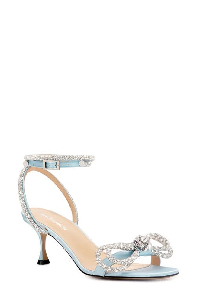 Mach & Double Crystal Bow Ankle Strap Sandal Blue at Nordstrom,