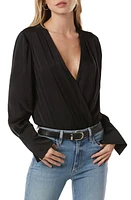 Favorite Daughter Surplice Long Sleeve Satin Bodysuit at Nordstrom,