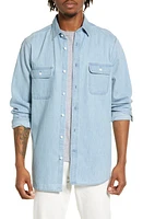 Treasure & Bond Trim Fit Denim Button-Up Shirt in Light Indigo Wash at Nordstrom, Size Medium