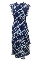 Julia Jordan Print Tiered Ruffle Dress Navy Multi at Nordstrom,