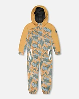 Deux Par Deux Little Boy's One Piece Outerwear Suit Beige Printed Camo Dinos at Nordstrom