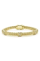 LAGOS Embrace Triple Pavé Diamond Station Bracelet in Gold Metallic at Nordstrom, Size 7