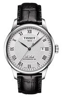 Tissot Le Locle Powermatic 80 Automatic Leather Strap Watch, 39mm in Black/Silver at Nordstrom