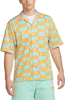 Nike Spring Break Standard Fit Mesh Short Sleeve Button-Up Camp Shirt in 739 University Gold/Light Ma at Nordstrom, Size Medium