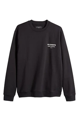 AllSaints Sanctum Cotton Graphic Sweatshirt Jet Black at Nordstrom,