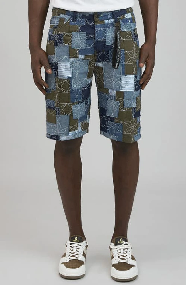 PRPS Hitachi Patchwork Denim Shorts Indigo at Nordstrom,