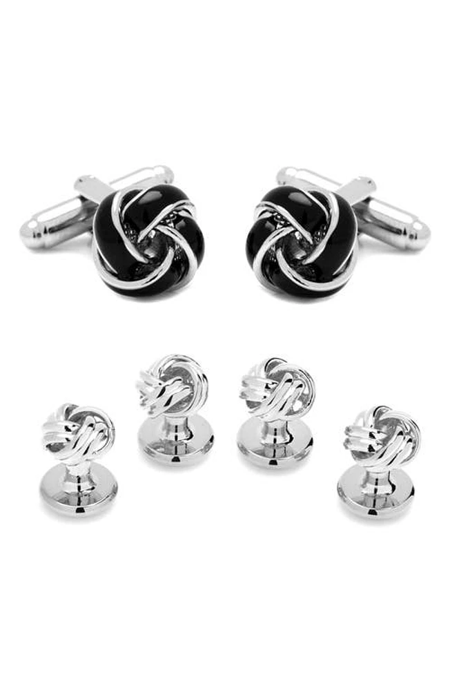 Cufflinks, Inc. Black and Silver Knot Cuff Links & Studs Set at Nordstrom