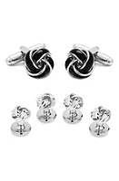 Cufflinks, Inc. Black and Silver Knot Cuff Links & Studs Set at Nordstrom