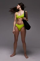 Topshop Crinkled High Cut Bikini Bottoms Light Green at Nordstrom, Us