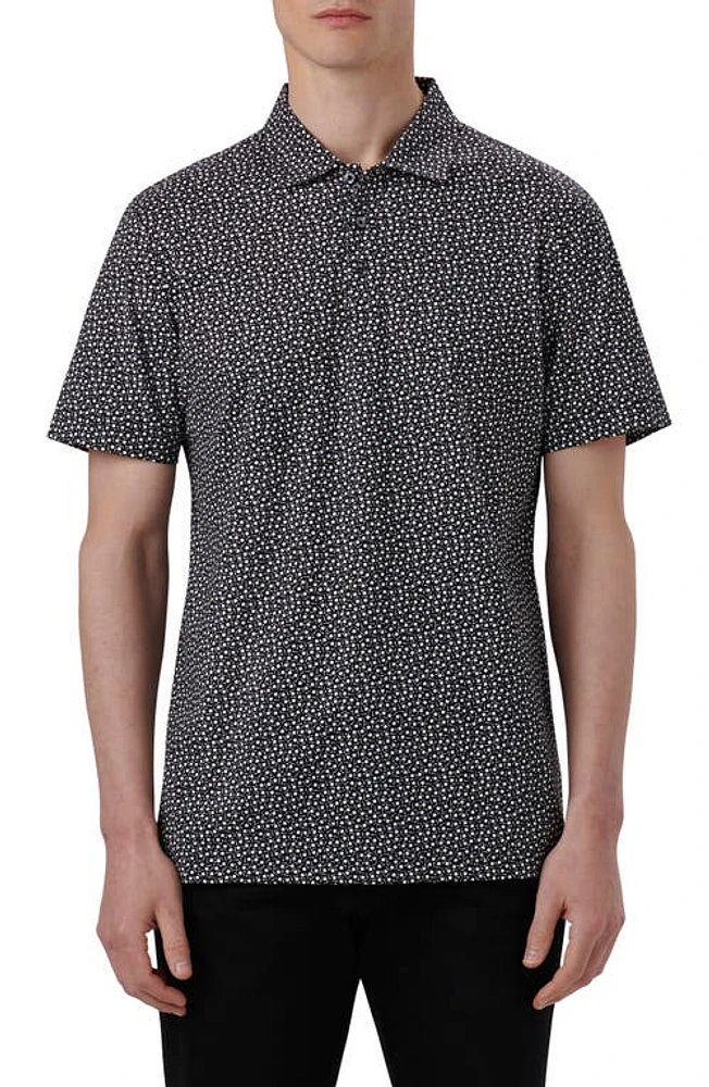 Bugatchi Victor OoohCotton Nail & Tack Print Polo Black at Nordstrom,