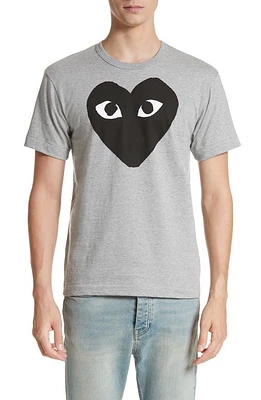 Comme des Garçons PLAY Logo Graphic Tee in Top Dyed Gray at Nordstrom, Size Large