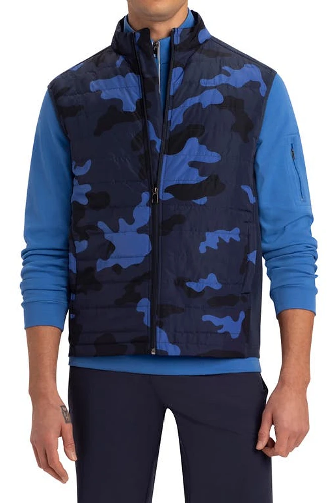 Bugatchi Camo Quilted Cotton Vest in Navy at Nordstrom, Size X-Large