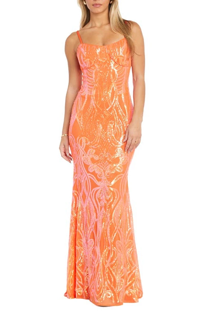 Morgan & Co. Sequin Gown Orangina at Nordstrom,