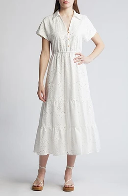 Sam Edelman Eyelet Midi Shirtdress White at Nordstrom,