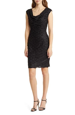 Connected Apparel Eyelash Shimmer Mesh Cocktail Dress Black at Nordstrom,