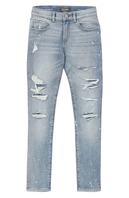 DL1961 Kids' Zane Paint Splatter Skinny Jeans in Light Indigo Distressed at Nordstrom, Size 3T