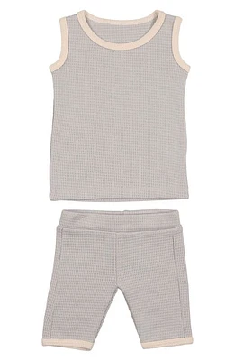 Manière Kids' Waffle Knit Tank & Shorts Set Slate at Nordstrom,