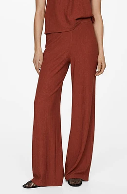 MANGO Textured Wide Leg Pull-On Pants at Nordstrom,