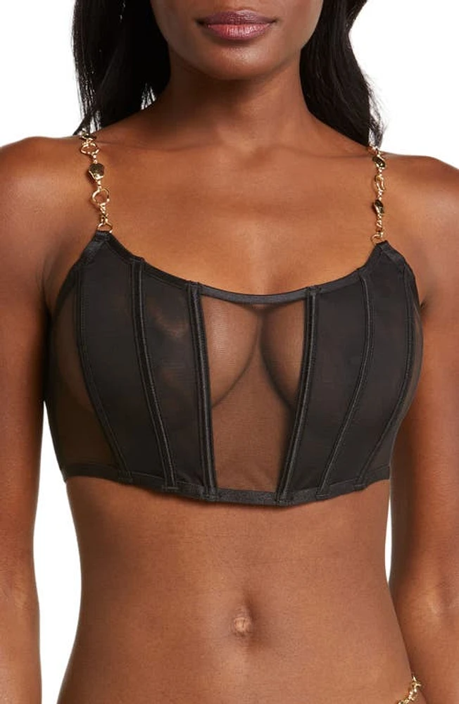 Bluebella Emery Chain Mesh Bustier Black/Gold at Nordstrom,