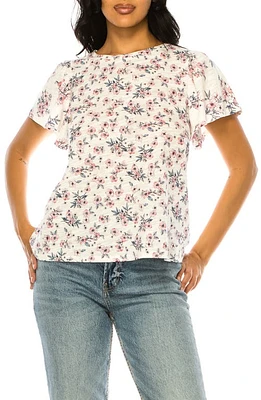 A COLLECTIVE STORY Floral Flutter Sleeve T-Shirt Blue Indigo at Nordstrom,