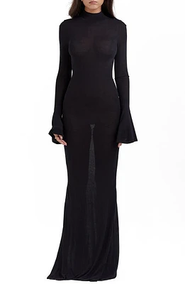 HOUSE OF CB Sancha Open Back Long Sleeve Semisheer Body-Con Maxi Dress at Nordstrom,