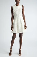 Oscar de la Renta Sleeveless Wave Knit Fit & Flare Dress Ivory at Nordstrom,