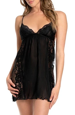 Bloom by Jonquil Emmeline Lace Trim Chiffon Chemise Black at Nordstrom,