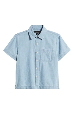 Treasure & Bond Kids' Short Sleeve Chambray Button-Up Shirt Medium Wash at