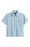 Treasure & Bond Kids' Short Sleeve Chambray Button-Up Shirt Medium Wash at