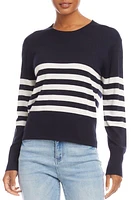 Karen Kane Stripe Crewneck Sweater W/Off White at Nordstrom,