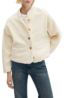 MANGO High Pile Fleece Jacket Ecru at Nordstrom,