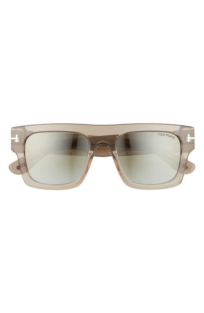 TOM FORD Fausto 53mm Geometric Sunglasses in Light Brown /Green Mirror at Nordstrom