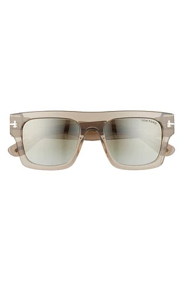 TOM FORD Fausto 53mm Geometric Sunglasses in Light Brown /Green Mirror at Nordstrom