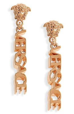 Versace Signature Logo Drop Earrings in Versace Gold at Nordstrom