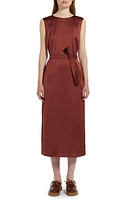 Weekend Max Mara Baiardo Belted Satin Sheath Dress Rust at Nordstrom,