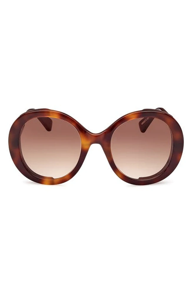 Max Mara 54mm Gradient Round Sunglasses in Dark Havana /Gradient Brown at Nordstrom