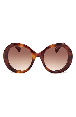 Max Mara 54mm Gradient Round Sunglasses in Dark Havana /Gradient Brown at Nordstrom