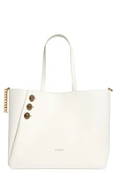 Balmain Emblem Crest Button Calfskin Shopper in 0Da Cream at Nordstrom