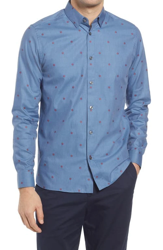 Ted Baker London Treeo Slim Fit Floral Button-Up Shirt in Blue at Nordstrom, Size 6