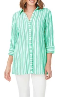 Foxcroft Pamela Crinkle Beach Stripe Blouse at Nordstrom