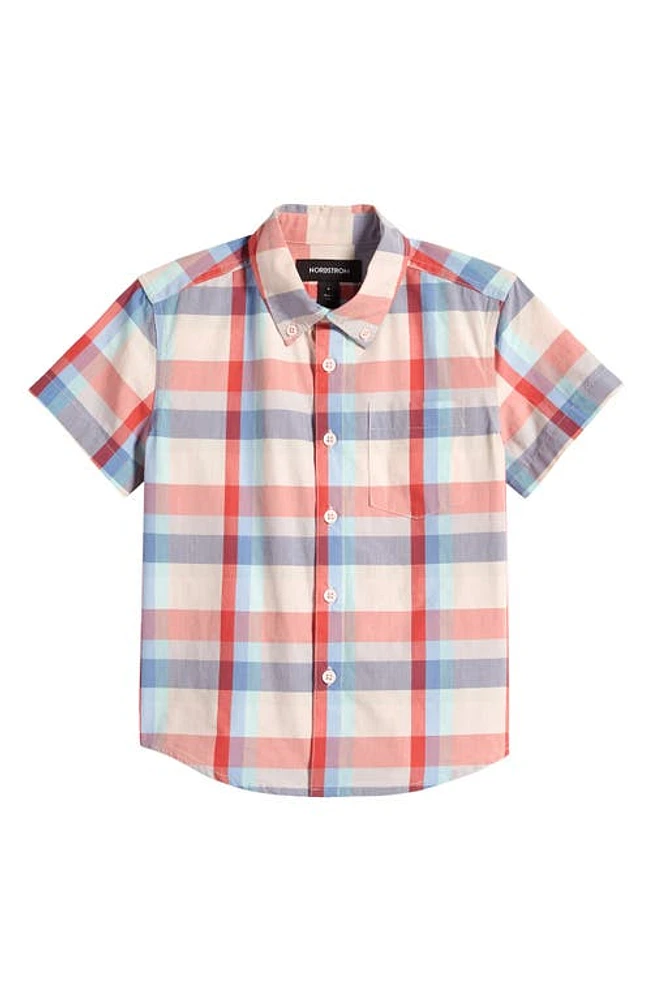 Nordstrom Kids' Patch Pocket Short Sleeve Button-Down Shirt at