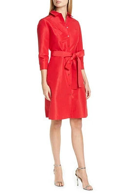 Carolina Herrera Belted Silk Shirtdress Icon Red at Nordstrom,