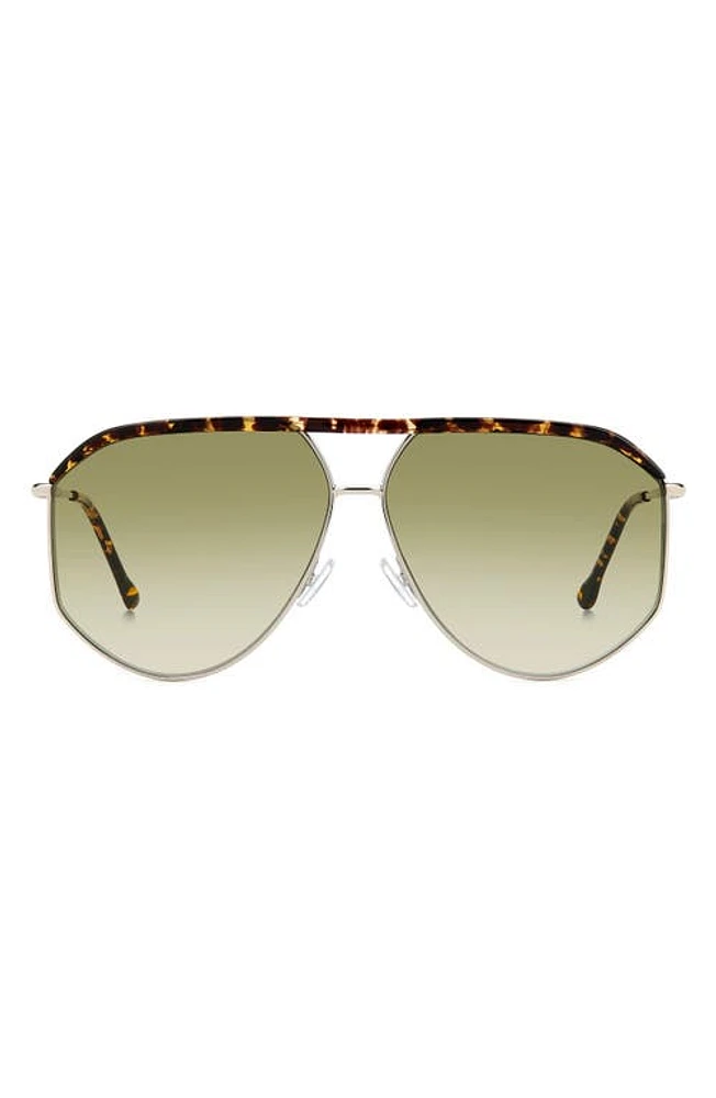 Isabel Marant 64mm Oversize Aviator Sunglasses in Palladium Havana/Green Shaded at Nordstrom