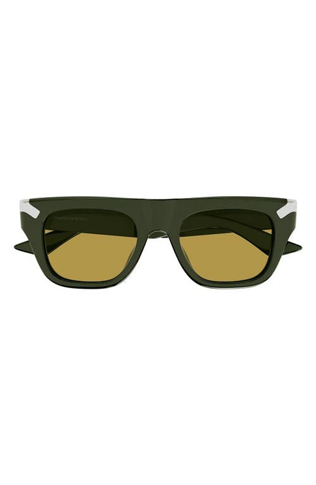 Alexander McQueen 51mm Rectangular Sunglasses in Green at Nordstrom