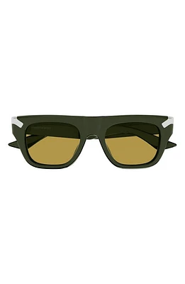 Alexander McQueen 51mm Rectangular Sunglasses in Green at Nordstrom