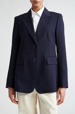 Max Mara Studio Dingey Wool Crepe Blazer Navy at Nordstrom,