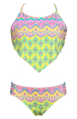 Hobie Kids' Ikat Hankini Two-Piece Swimsuit Citron at Nordstrom,