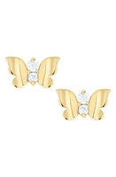 Mignonette 14K Gold & Cubic Zirconia Butterfly Stud Earrings at Nordstrom